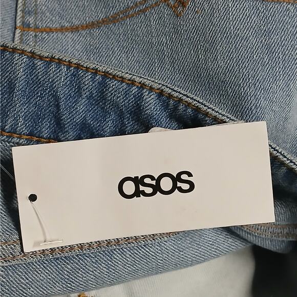 Asos Womens Denim Jeans Shorts Size 34 Waist Blue Deconstructed Gorpcore Casual - Picture 7 of 8